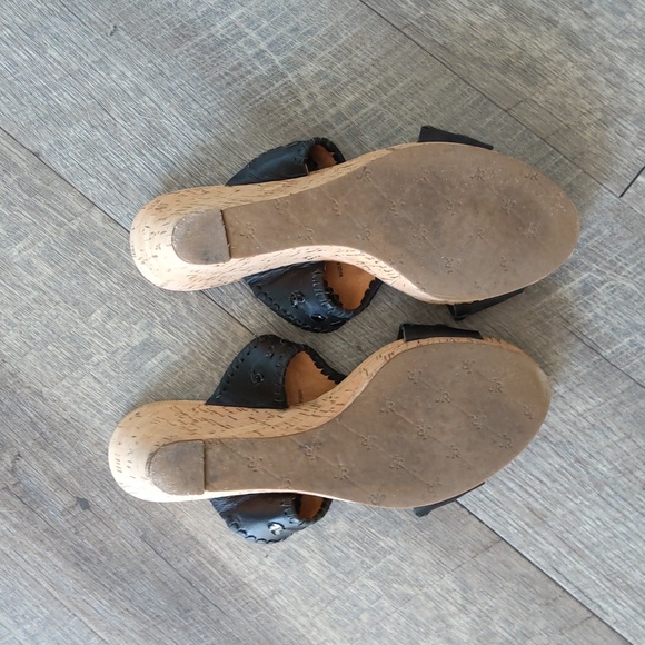 JACK ROGERS Black leather Cork Wedges - Picture 3 of 4